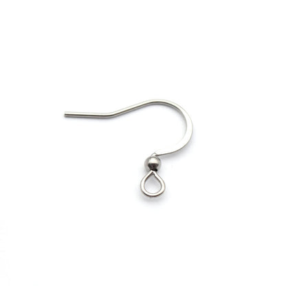 Flat Style Stainless Steel Earrings findings Earring hooks with Bead (pack of 200) / EF0002