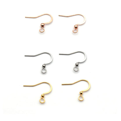 Flat Style Stainless Steel Earrings findings Earring hooks with Bead (pack of 200) / EF0002