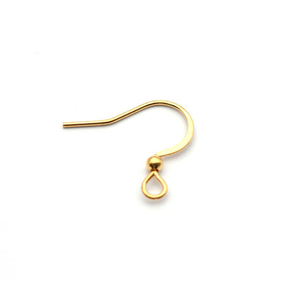 Flat Style Stainless Steel Earrings findings Earring hooks with Bead (pack of 200) / EF0002