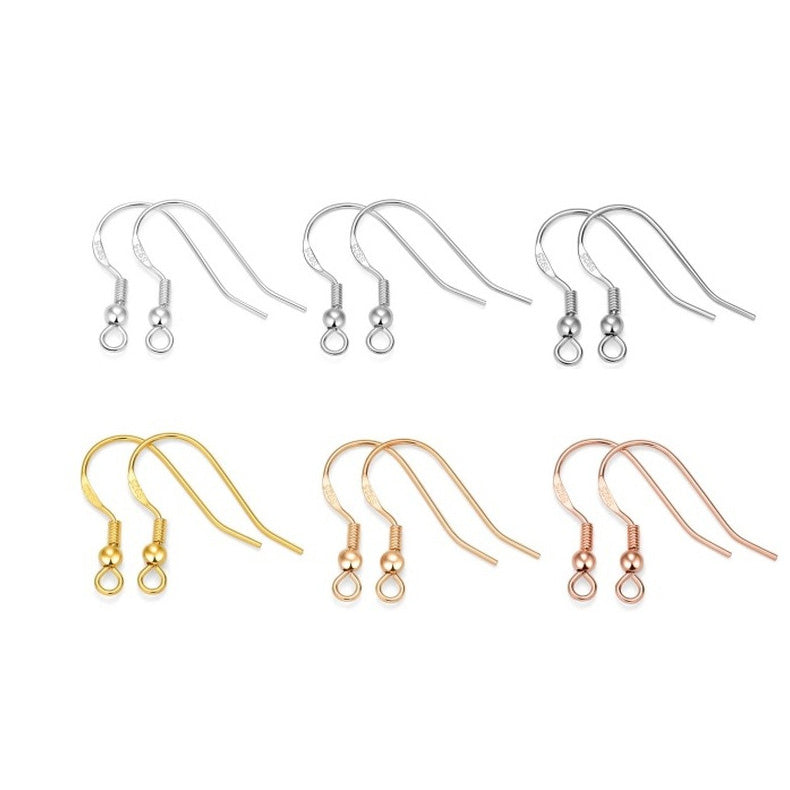 0.6mm Flat Style Sterling Silver Earring Hooks With Beads ( pk of 10 pairs ) / KA4045