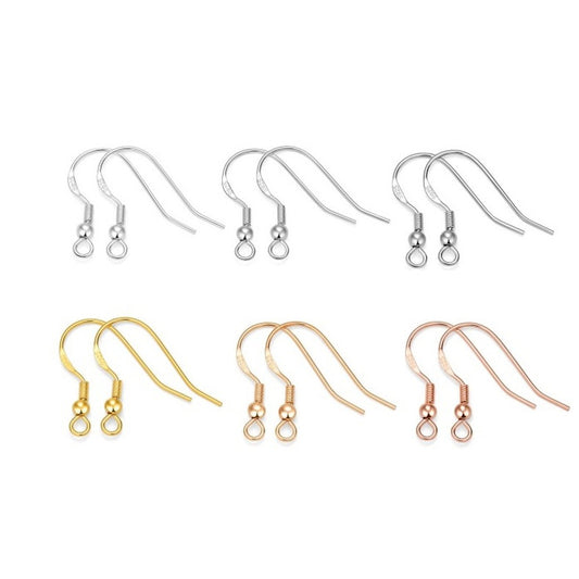 0.6mm Flat Style Sterling Silver Earring Hooks With Beads ( pk of 10 pairs ) / KA4045