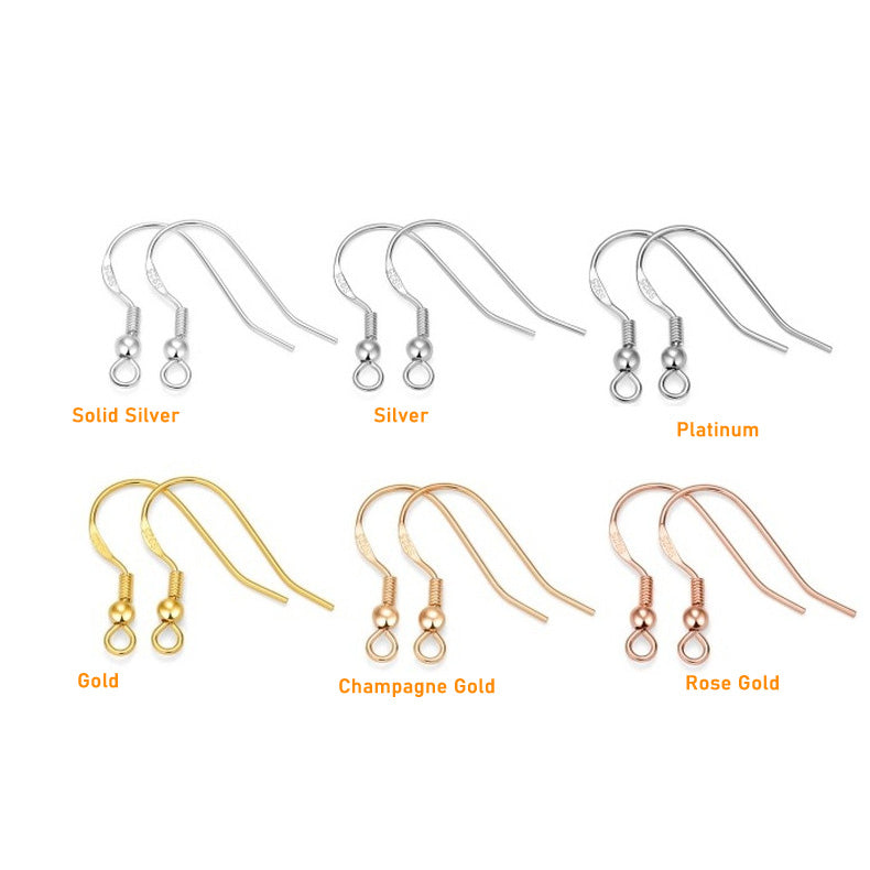 0.6mm Flat Style Sterling Silver Earring Hooks With Beads ( pk of 10 pairs ) / KA4045