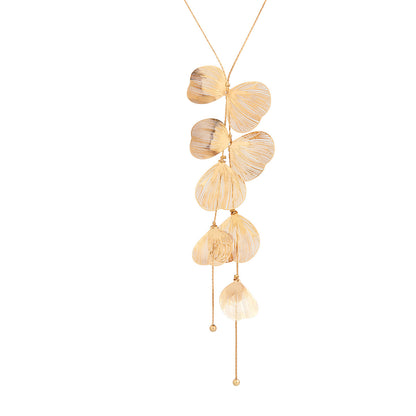 Ginkgo Leaf Tassel Necklace Chain Necklace