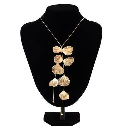 Ginkgo Leaf Tassel Necklace Chain Necklace