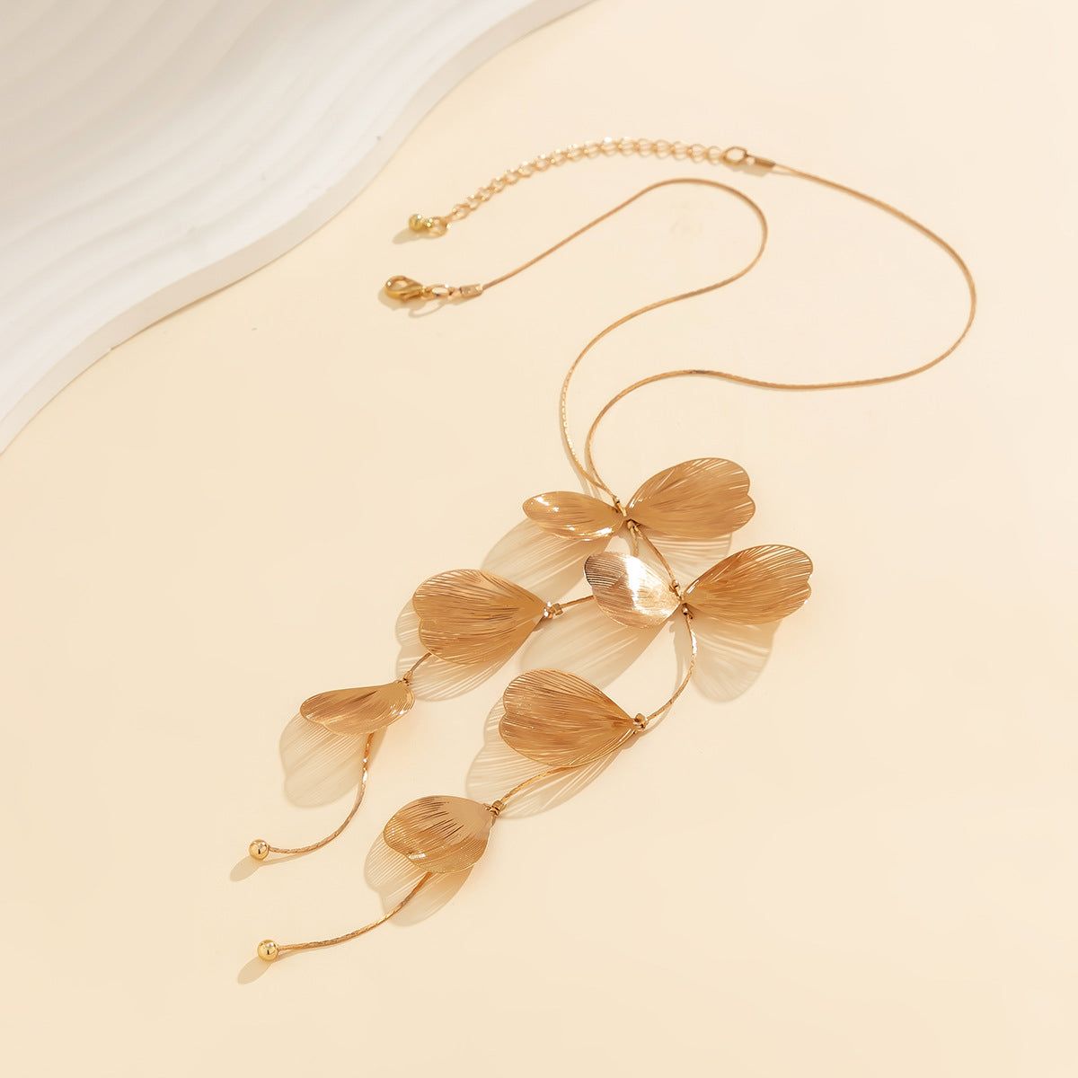 Ginkgo Leaf Tassel Necklace Chain Necklace