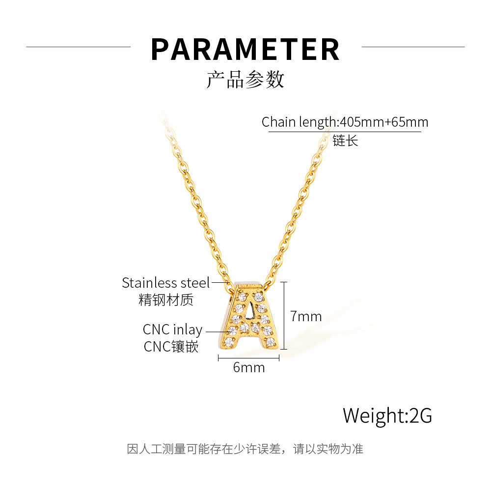 Gold PVD Stainless Steel Letter Pendant Initial Necklace / KJ0181