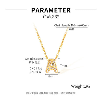 Gold PVD Stainless Steel Letter Pendant Initial Necklace / KJ0181