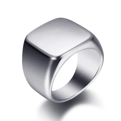 Gold PVD Stainless Steel Minimalist Signet Rings / 25205001
