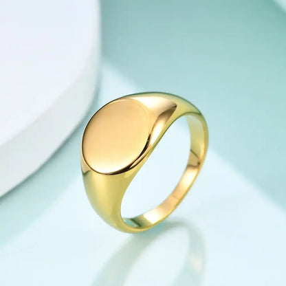 Gold PVD Stainless Steel Vintage Signet Rings / 25205002