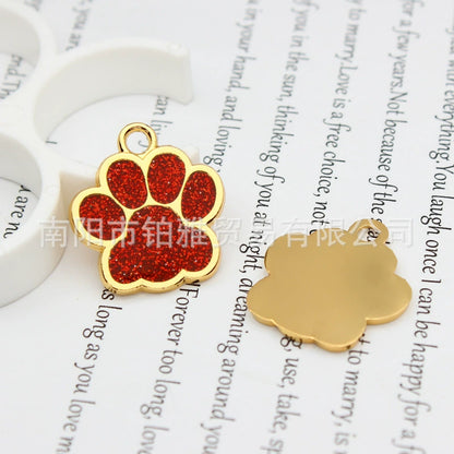 Gold Plated Alloy Shiny Engravable Paw Shape Cat Dog Tags ( pk of 10 ) / KT1004