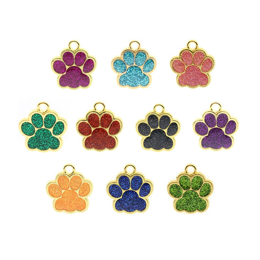 Gold Plated Alloy Shiny Engravable Paw Shape Cat Dog Tags ( pk of 10 ) / KT1004