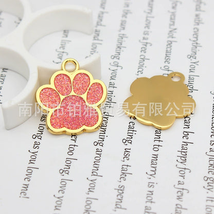 Gold Plated Alloy Shiny Engravable Paw Shape Cat Dog Tags ( pk of 10 ) / KT1004