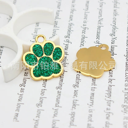 Gold Plated Alloy Shiny Engravable Paw Shape Cat Dog Tags ( pk of 10 ) / KT1004
