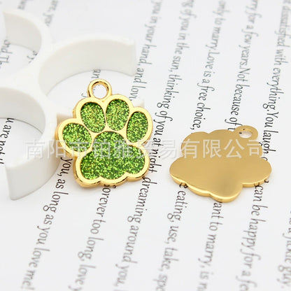 Gold Plated Alloy Shiny Engravable Paw Shape Cat Dog Tags ( pk of 10 ) / KT1004