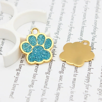 Gold Plated Alloy Shiny Engravable Paw Shape Cat Dog Tags ( pk of 10 ) / KT1004