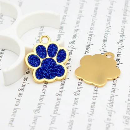 Gold Plated Alloy Shiny Engravable Paw Shape Cat Dog Tags ( pk of 10 ) / KT1004