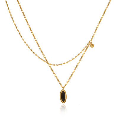 Gold Plated IG Style Oval 304 Stainless Steel Enamel Plating Necklace