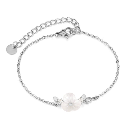 Gold Plated Stainless Steel Flower Chain Bracelet / KB0019