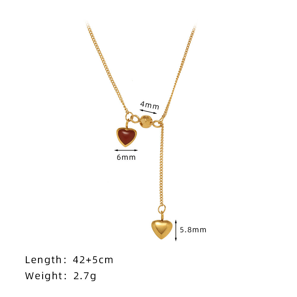 Heart Style Gold Plated 304 Stainless Steel Pendant Necklace