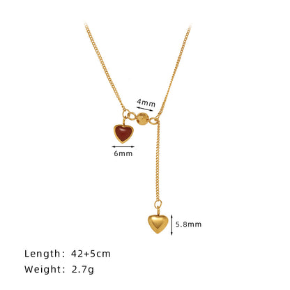 Heart Style Gold Plated 304 Stainless Steel Pendant Necklace