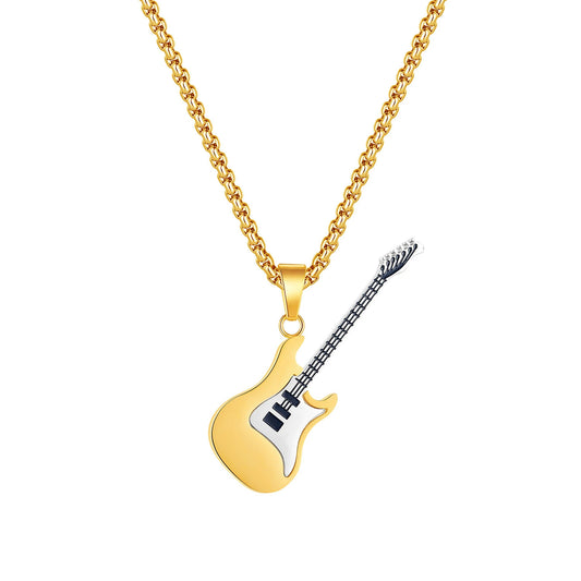 55cm Hip-hop Stainless Steel Guitar Pendant Necklace / KJ0186