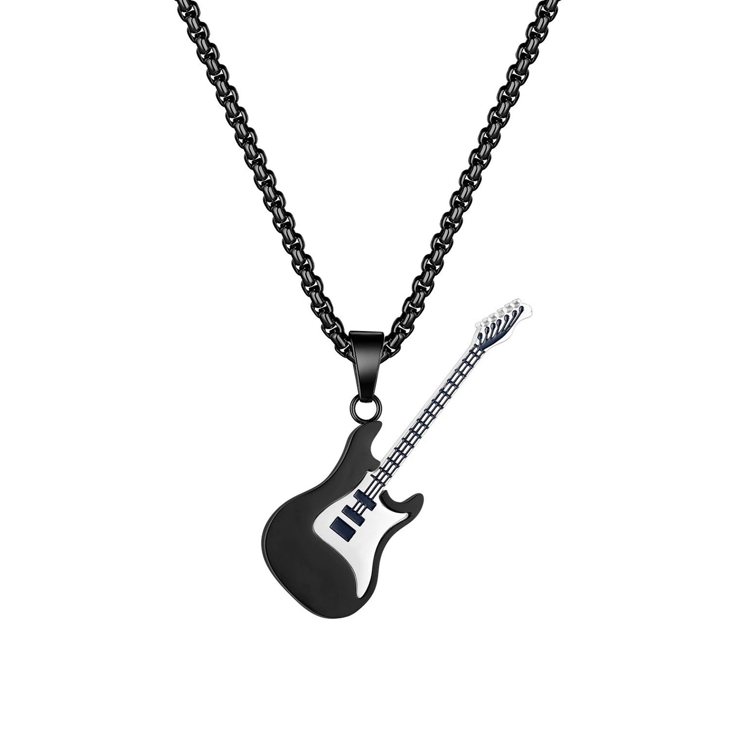 55cm Hip-hop Stainless Steel Guitar Pendant Necklace / KJ0186