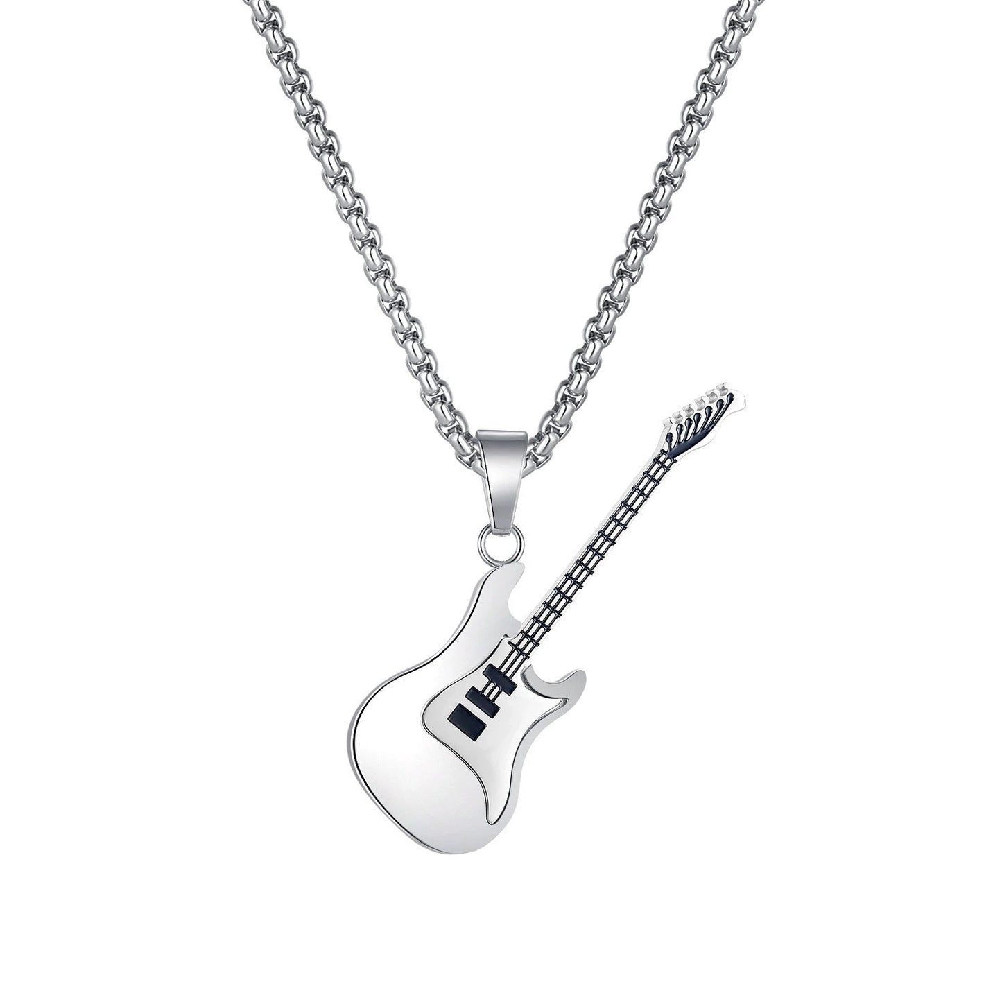 55cm Hip-hop Stainless Steel Guitar Pendant Necklace / KJ0186