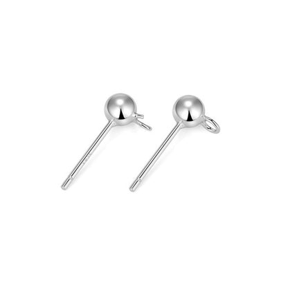 3mm Bead Sterling Silver Earring Stud With Vertical Rings (pk of 10 pairs )