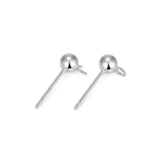 3mm Bead Sterling Silver Earring Stud With Vertical Rings (pk of 10 pairs )