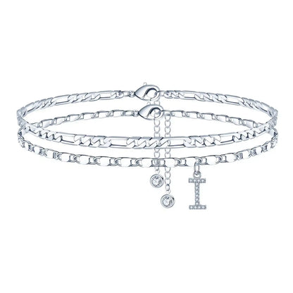 Layered Letter Ankle bracelet for Women Chain Initial Pendant Anklets / 25904001