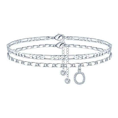 Layered Letter Ankle bracelet for Women Chain Initial Pendant Anklets / 25904001