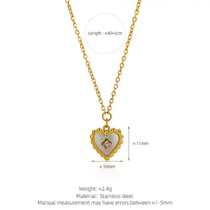 Lolita Vintage Lace Love Double-Sided Shell Rhinestone Pendant Necklace / 25004039