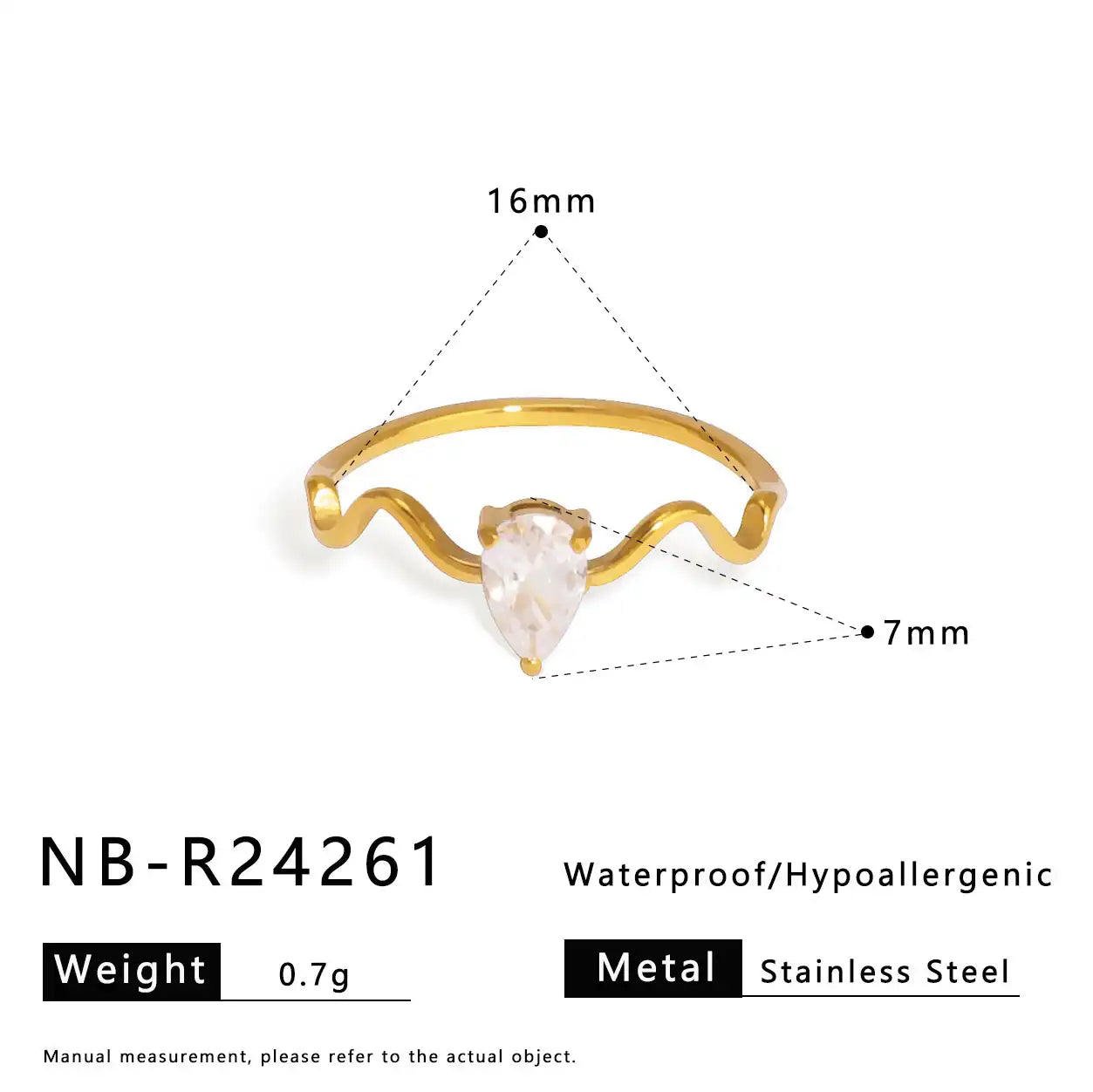 Minimalist stainless steel zircon ring / 25204003