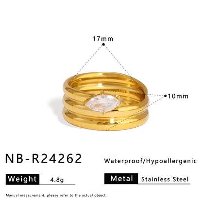Minimalist stainless steel zircon ring / 25204003