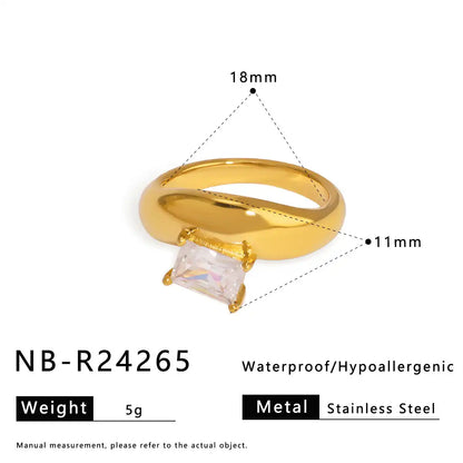 Minimalist stainless steel zircon ring / 25204003