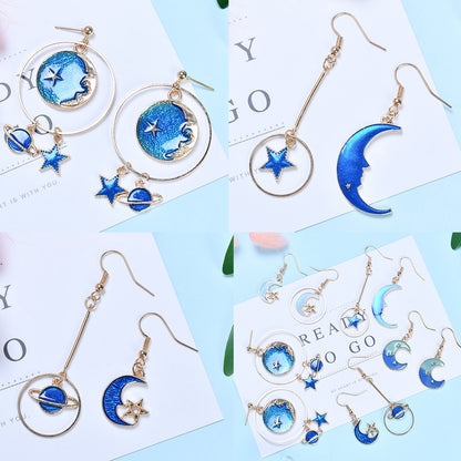 Various Color Moon Star Design Jewelry Making Alloy Pendants (pack of 8)