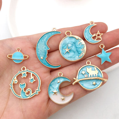 Various Color Moon Star Design Jewelry Making Alloy Pendants (pack of 8)