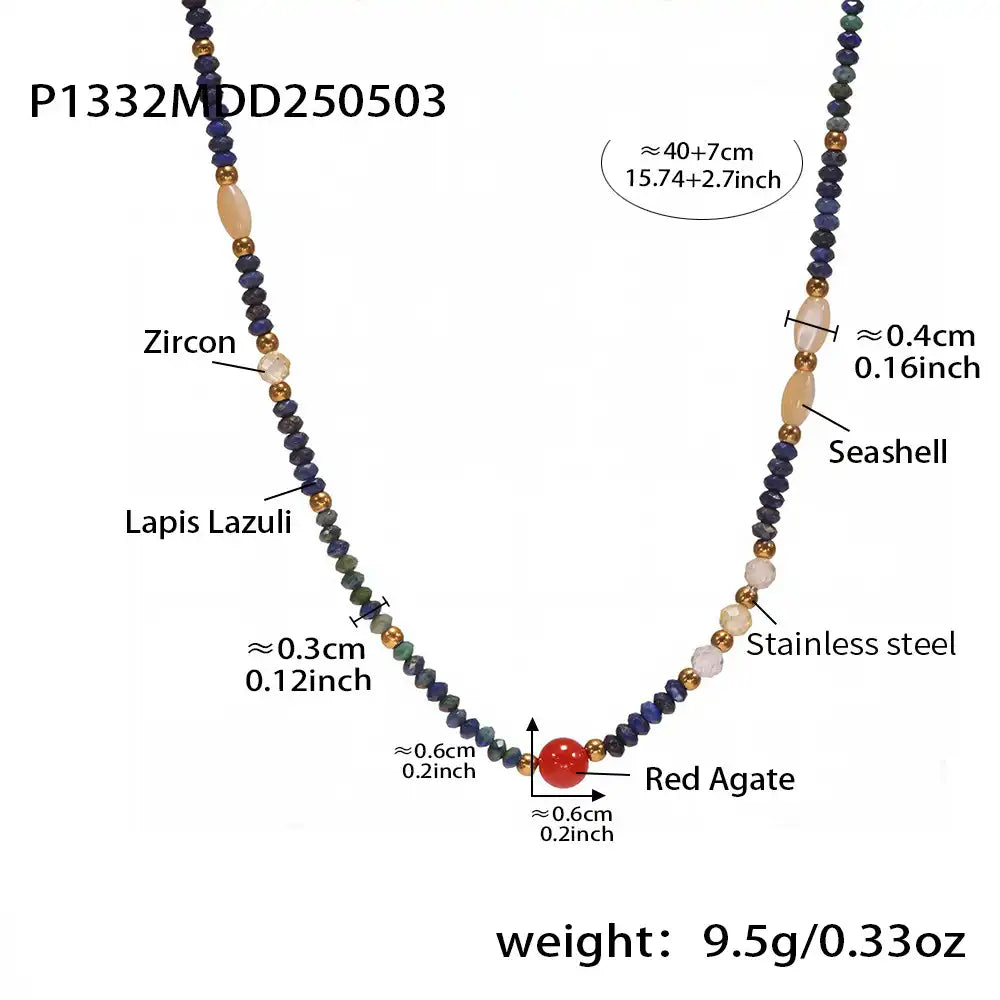 Nautral Stone Beaded Necklace / 25004002