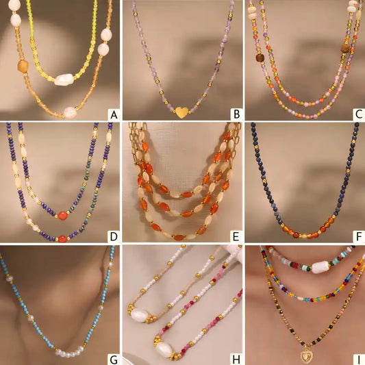 Nautral Stone Beaded Necklace / 25004002