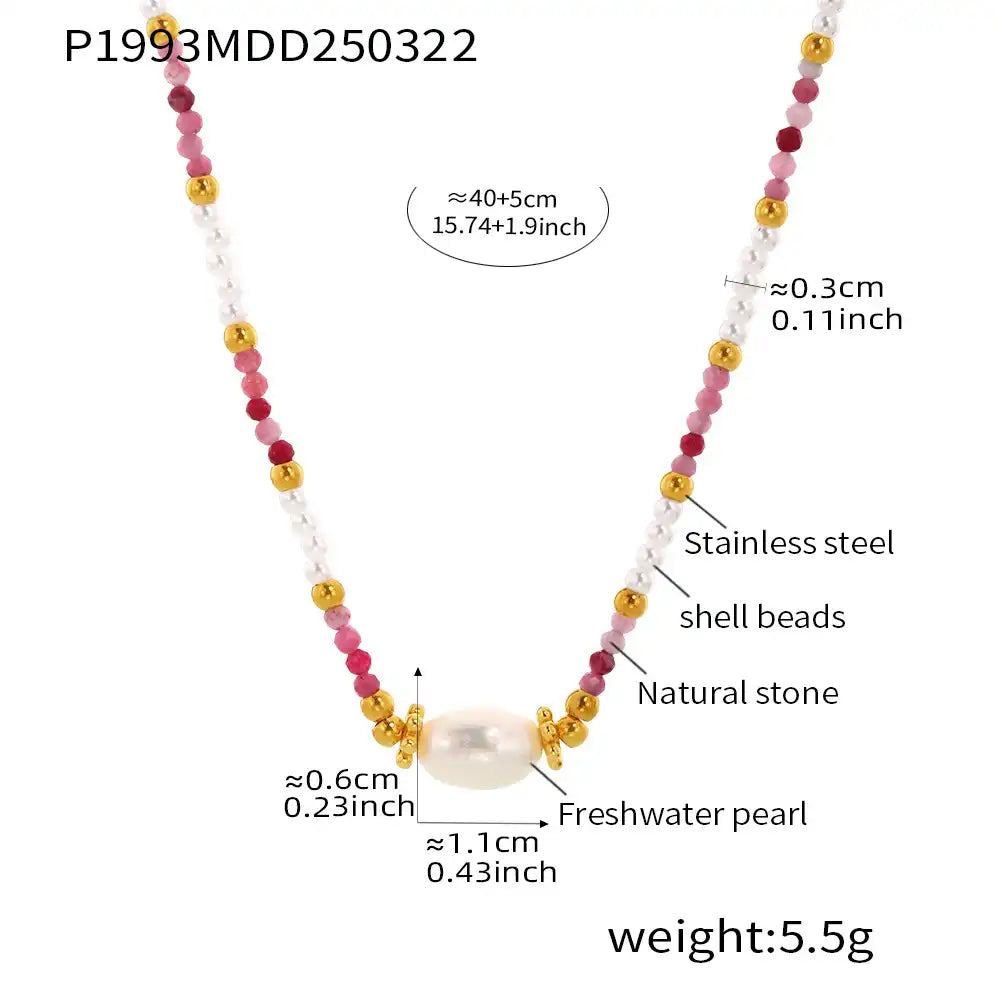 Nautral Stone Beaded Necklace / 25004002