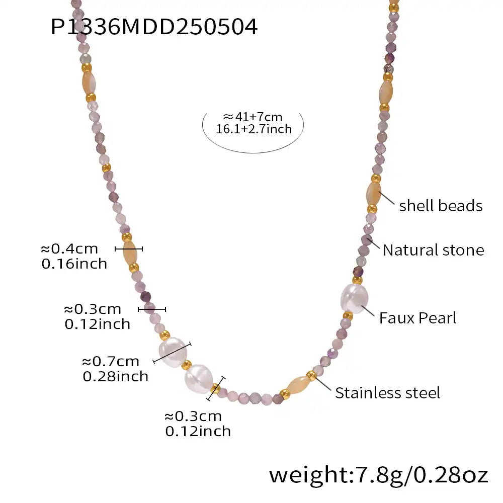 Nautral Stone Beaded Necklace / 25004002