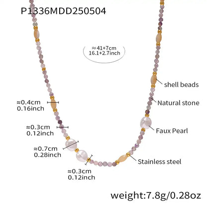Nautral Stone Beaded Necklace / 25004002