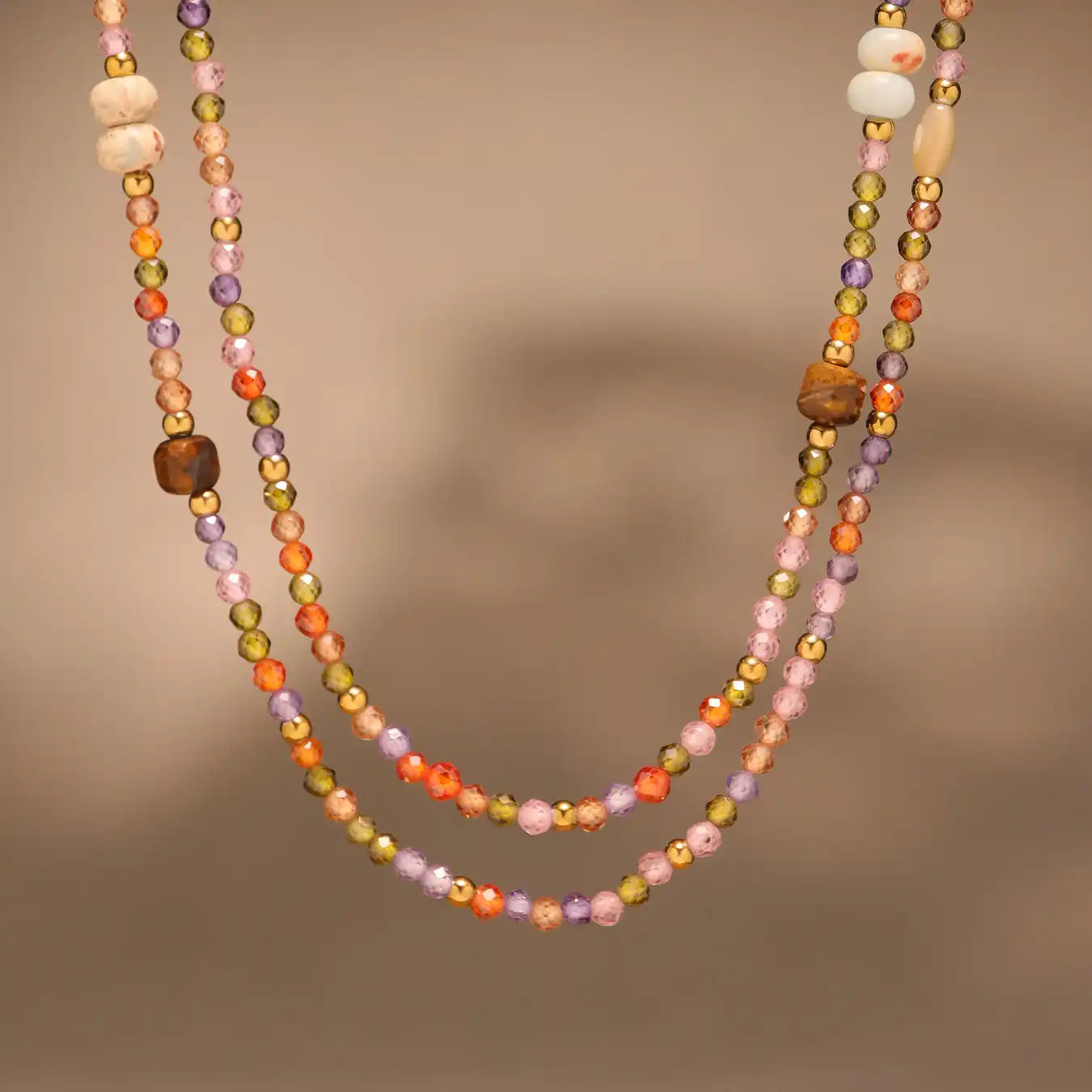 Nautral Stone Beaded Necklace / 25004002