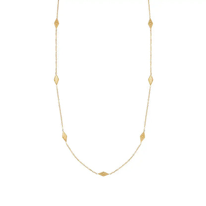 Nepalese-style handcrafted rhombus pendant Chain necklace / 25004005