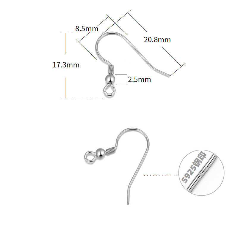 Sterling Silver Earring Hooks With Beads ( pk of 10 pairs ) / KA4040