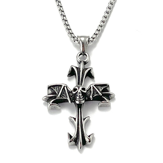 No.4 Stainless Steel Vintage Cross Pendant Necklace / KJ0200