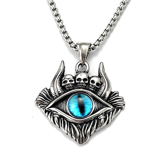 Stainless Steel Vintage Evil Eye Pendant Necklaces / KJ0191