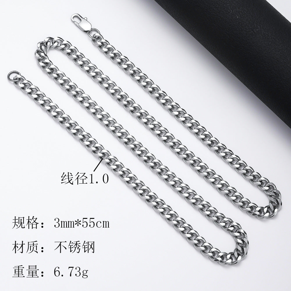 Stainless Steel Diamond Cut Curb Chain Necklace ( Pk of 100 ) / KJ0225