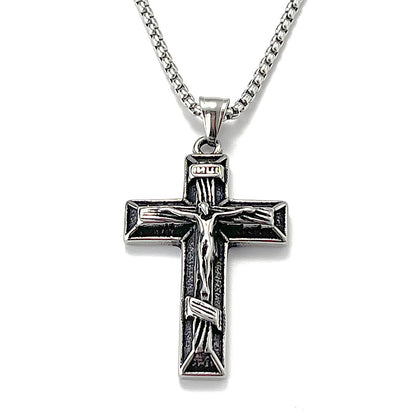 No.3 Stainless Steel Vintage Cross Pendant Necklace / KJ0199