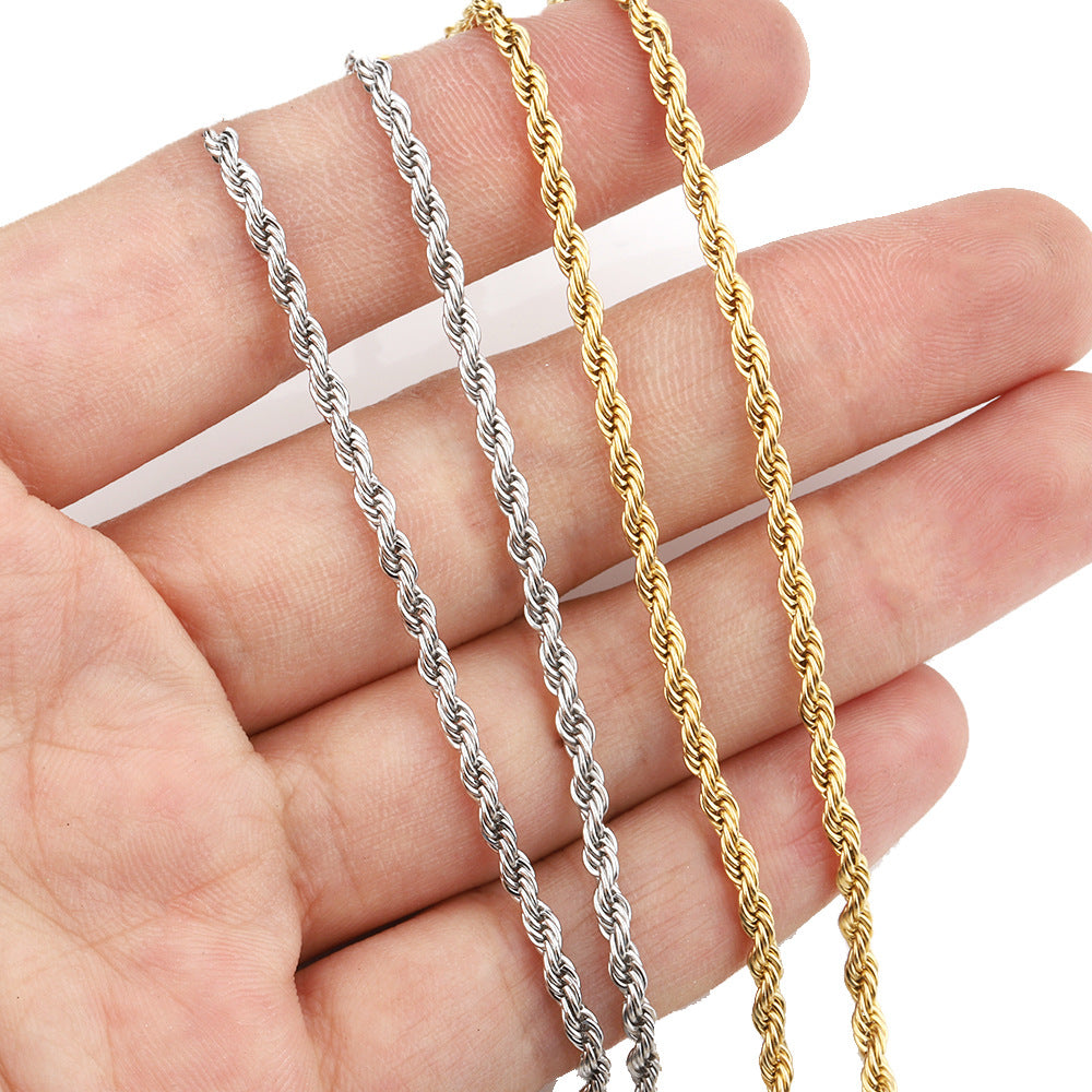 2-5mm 18K Gold PVD Stainless Steel Rope Chain Necklace / KJ0221